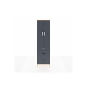 Arges Dolap 3 Raflı 3 Çekmeceli 2 Kapaklı 60x30x221 Çam-antrasit
