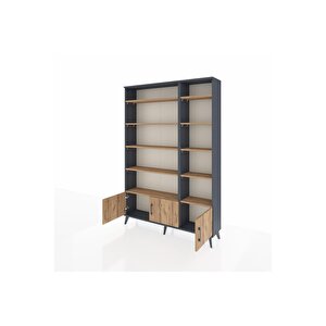 Arges Gardrop 10 Raflı 3 Kapaklı 132x30x195 Antrasit-çam