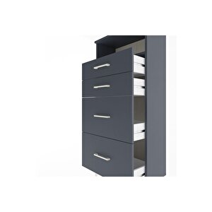 Arges Dolap Tek Raflı 4 Çekmeceli 60x30x134 Antrasit-antrasit