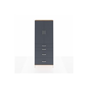 Arges Dolap 2 Raflı 4 Çekmeceli 2 Kapaklı 88x30x221 Çam-antrasit