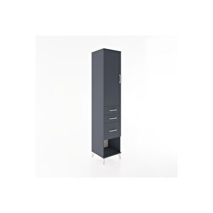 Hyperion Dolap 3 Raflı 3 Çekmeceli Tek Kapaklı 44x44x221 Antrasit-antrasit