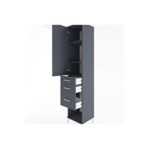Hyperion Dolap 3 Raflı 3 Çekmeceli Tek Kapaklı 44x44x221 Antrasit-antrasit