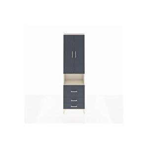 Arges Dolap 3 Raflı 3 Çekmeceli Tek Askılı 60x30x221 Aytaşı-antrasit