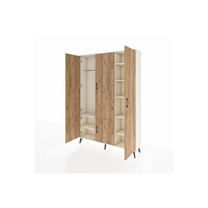 Arges Dolap 7 Raflı 5 Kapaklı Tek Askılı 132x30x195 Aytaşı-çam/aytaşı