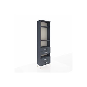 Arges Dolap 4 Raflı 4 Çekmeceli 60x30x221 Antrasit-antrasit