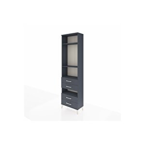 Arges Dolap 4 Raflı 4 Çekmeceli 60x30x221 Antrasit-antrasit