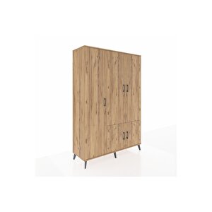 Hyperion Dolap 7 Raflı 5 Kapaklı Tek Askılı 132x44x195 Çam-çam/antrasit