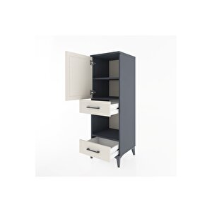 Hyperion Dolap 3 Raflı 2 Çekmeceli Tek Kapaklı 44x44x134 Antrasit-aytaşı