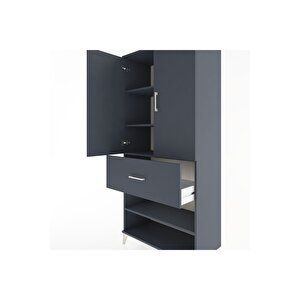Hyperion Dolap 4 Raflı Tek Çekmeceli 2 Kapaklı 88x44x195 Antrasit-antrasit