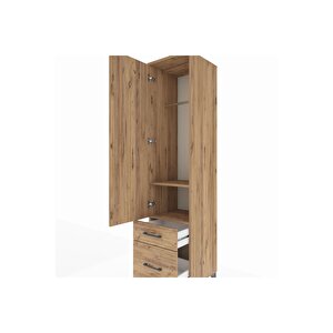 Hyperion Dolap 2 Raflı 2 Çekmeceli Tek Askılı 44x44x195 Çam-çam
