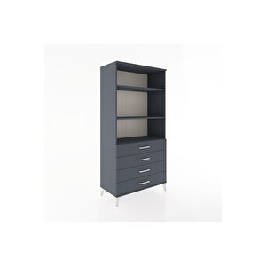 Hyperion Dolap 3 Raflı 4 Çekmeceli 88x44x182 Antrasit-antrasit