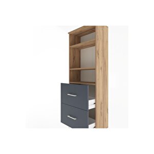 Arges Dolap 3 Raflı 2 Çekmeceli 60x30x163 Çam-antrasit
