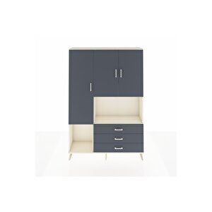 Arges Gardrop 6 Raflı 3 Çekmeceli 3 Kapaklı 132x30x195 Aytaşı-antrasit