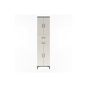 Arges Dolap 4 Raflı 2 Çekmeceli 4 Kapaklı 60x30x243 Antrasit-aytaşı