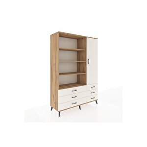 Hyperion Gardrop 8 Raflı 6 Çekmeceli Tek Kapaklı  132x44x195 Çam-aytaşı