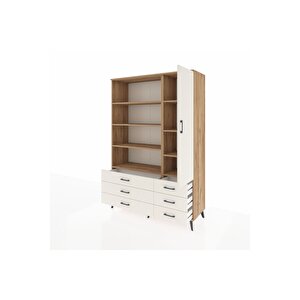 Hyperion Gardrop 8 Raflı 6 Çekmeceli Tek Kapaklı  132x44x195 Çam-aytaşı