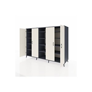 Kronos Dolap 12 Raflı 4 Kapaklı 220x59x163 Antrasit-aytaşı/antrasit