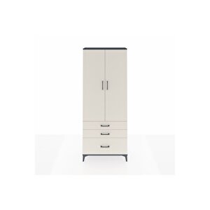 Arges Dolap 3 Raflı 3 Çekmeceli 2 Kapaklı 88x30x221 Antrasit-aytaşı