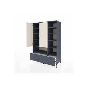 Kronos Dolap 10 Raflı 4 Çekmeceli 2 Kapaklı 132x59x195 Antrasit-aytaşı/antrasit