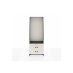 Arges Dolap Tek Raflı 3 Çekmeceli Tek Askılı 88x30x243 Antrasit-aytaşı