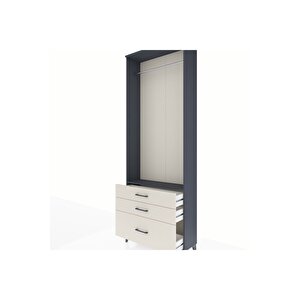 Arges Dolap Tek Raflı 3 Çekmeceli Tek Askılı 88x30x243 Antrasit-aytaşı