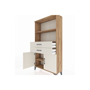 Arges Dolap 3 Raflı 2 Çekmeceli 2 Kapaklı 88x30x163 Çam-aytaşı