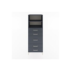 Hyperion Dolap 2 Raflı 5 Çekmeceli 60x44x163 Antrasit-antrasit