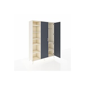 Hyperion Dolap 7 Raflı 2 Kapaklı Tek Askılı 132x44x195 Aytaşı-antrasit/aytaşı