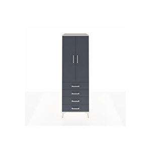 Kronos Dolap 2 Raflı 4 Çekmeceli 2 Kapaklı 60x59x182 Aytaşı-antrasit