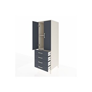 Kronos Dolap 2 Raflı 4 Çekmeceli 2 Kapaklı 60x59x182 Aytaşı-antrasit