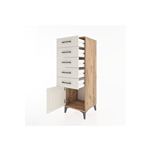 Hyperion Dolap 5 Çekmeceli Tek Kapaklı 44x44x134 Çam-aytaşı