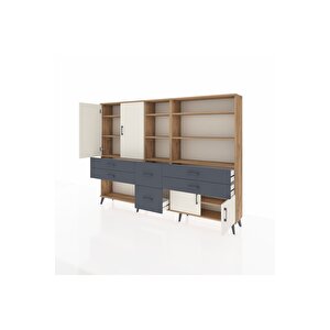 Arges Dolap 10 Raflı 6 Çekmeceli 4 Kapaklı 220x30x163 Çam-aytaşı/antrasit