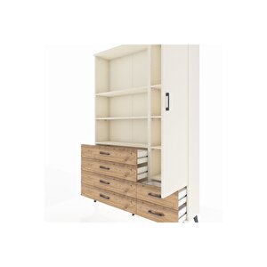 Arges Dolap 7 Raflı 6 Çekmeceli Tek Kapaklı  132x30x195 Aytaşı-aytaşı/çam