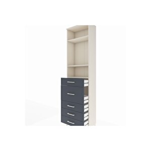 Arges Dolap 3 Raflı 5 Çekmeceli 60x30x221 Aytaşı-antrasit