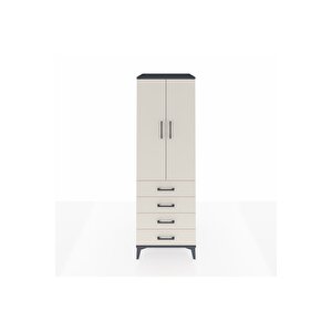 Kronos Dolap 2 Raflı 4 Çekmeceli 2 Kapaklı 60x59x182 Antrasit-aytaşı