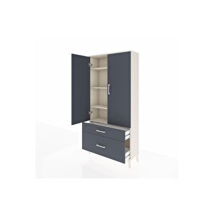 Arges Dolap 4 Raflı 2 Çekmeceli 2 Kapaklı 88x30x182 Aytaşı-antrasit
