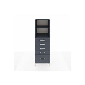 Kronos Dolap 2 Raflı 5 Çekmeceli 60x59x182 Antrasit-antrasit