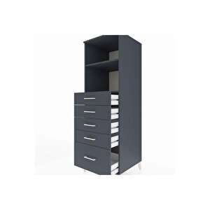 Kronos Dolap 2 Raflı 5 Çekmeceli 60x59x182 Antrasit-antrasit