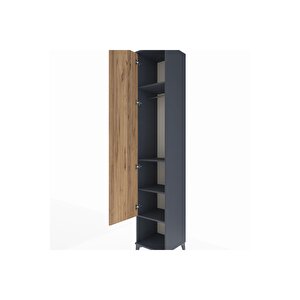 Hyperion Dolap 4 Raflı Tek Kapaklı Tek Askılı 44x44x243 Antrasit-çam
