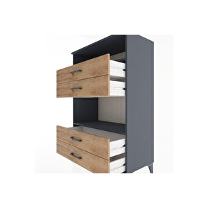 Hyperion Dolap 2 Raflı 4 Çekmeceli 88x44x134 Antrasit-çam