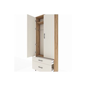 Arges Dolap 2 Raflı 2 Çekmeceli Tek Askılı 88x30x221 Çam-aytaşı