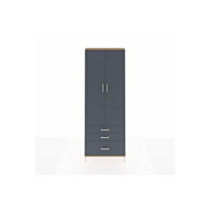 Arges Dolap 4 Raflı 3 Çekmeceli 2 Kapaklı 88x30x243 Çam-antrasit