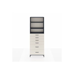 Arges Dolap 3 Raflı 6 Çekmeceli 88x30x243 Antrasit-aytaşı