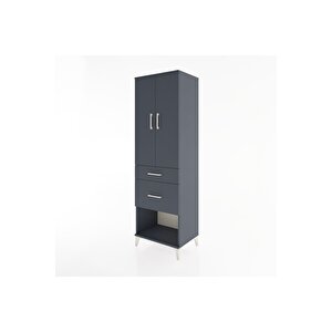 Hyperion Dolap 3 Raflı 2 Çekmeceli 2 Kapaklı 60x44x195 Antrasit-antrasit
