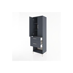 Hyperion Dolap 3 Raflı 2 Çekmeceli 2 Kapaklı 60x44x195 Antrasit-antrasit