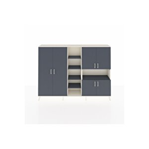 Arges Dolap 13 Raflı 6 Kapaklı 220x30x163 Aytaşı-antrasit