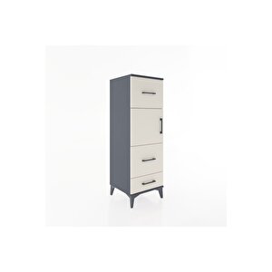 Hyperion Dolap Tek Raflı 3 Çekmeceli Tek Kapaklı 44x44x134 Antrasit-aytaşı