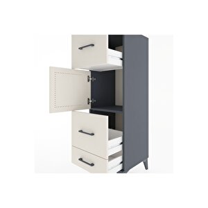 Hyperion Dolap Tek Raflı 3 Çekmeceli Tek Kapaklı 44x44x134 Antrasit-aytaşı