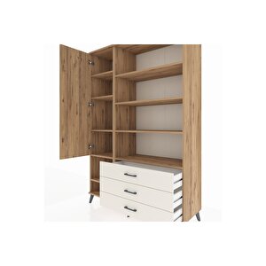 Hyperion Dolap 9 Raflı 3 Çekmeceli Tek Kapaklı  132x44x195 Çam-çam/aytaşı