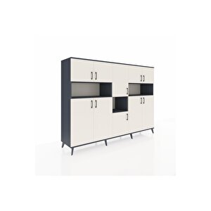 Hyperion Dolap 14 Raflı 10 Kapaklı 220x44x163 Antrasit-aytaşı/antrasit